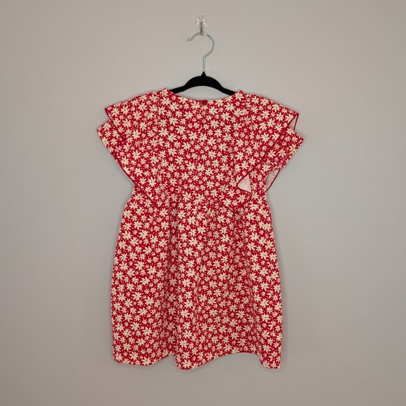 💜 2 for 30 💜 NWT Zara Red Floral Textured Ruffle Dress - Picture 2 of 3